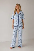 Mavi Nazar Boncuğu Desenli Biye Detaylı Kadın Pijama Takımı Bella Notte 61283 Mavi detay görünüm