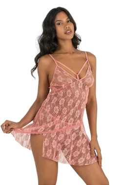 Ahu Lingerie Mercan Kısa Tül Gecelik Ahu Primoda 4204