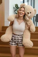 Merry See Altı Peluş Polar Üstü Örme Kolsuz Pijama Takımı MS 4066 Çok Renkli farklı açı