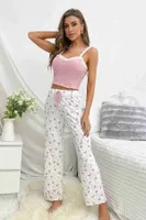 Askılı Şık Üstü Dantel İşlemeli Baskılı Pijama TakımıMerry See MS4423 Çok Renkli Çok Renkli görsel 5