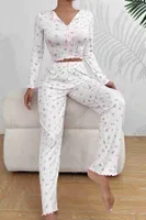 Baskılı Özel Kumaş Pijama Takımı Beyaz Merry See MS4006 Beyaz Beyaz görsel 5