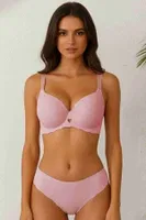 Dikişsiz Balensiz Hafif Destekli Kalp Detay Lazer Kesim Görünmez Sütyen Merry See MSB9975 Pembe Pembe görsel 5
