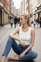 Merry See Düz Renk Kadın Kolsuz Bluz Crop Top Beyaz Beyaz farklı açı