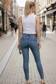 Merry See Merry See Düz Renk Kadın Kolsuz Bluz Crop Top Beyaz