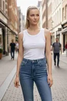 Merry See Düz Renk Kadın Kolsuz Bluz Crop Top Beyaz Beyaz detay görünüm