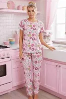 Kısa Kollu Donut Baskılı Kadın Pijama Takımı Merry See MS 4068 Çok Renkli görsel 9