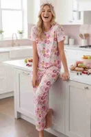 Kısa Kollu Donut Baskılı Kadın Pijama Takımı Merry See MS 4068 Çok Renkli görsel 8