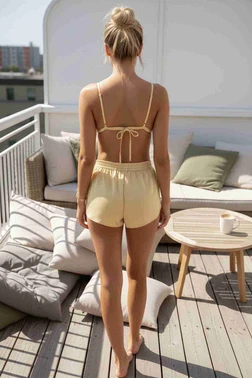 Merry See Merry See Saten Sütyen Şort Takım Sarı - Alternatif Görünüm