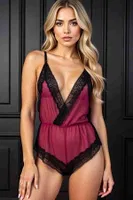 Merry See Seksi Body Dantel Gecelik Bordo MS2516 Bordo