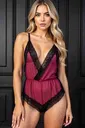 Merry See Seksi Body Dantel Gecelik Bordo MS2516