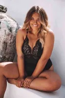 Merry See Şık Özel Tasarım Dantelli Body Gecelik Siyah Siyah görsel 7