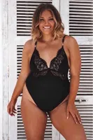 Merry See Şık Özel Tasarım Dantelli Body Gecelik Siyah Siyah görsel 6