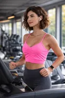 Mio Studio Sporty Dikişsiz Spor Sütyen - 001-002106 Neon Pink farklı açı