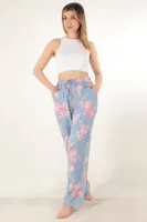 Miorre Çiçek Desenli Kadın Pijama Altı - 001-015120 Mavi görsel 4