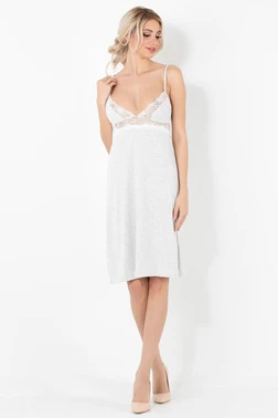 Miorre Miorre Gri Diz Altı Dantelli Penye Gecelik - Alternatif Görünüm