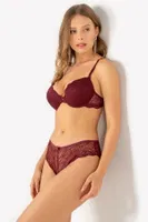 Miorre Dantelli Push Up Sütyen Takım Bordo farklı açı