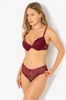 Miorre Dantelli Push Up Sütyen Takım Bordo görsel 4