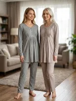 Mix Melanj Büyük Beden Kadın Pijama Takımı Bone Club 6322