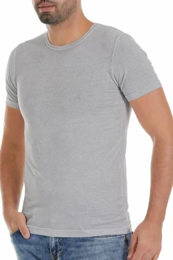 Yıldız Çamaşır Modal Bisiklet Yaka Erkek T-Shirt Gri Yıldız 338