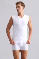 Modal by Tencel Hercules Slim Fit V Yaka Sporcu Atlet / T-Shirt Mısırlı EATL000009 Beyaz detay görünüm