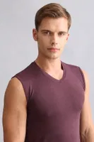 Modal by Tencel Hercules Slim Fit V Yaka Sporcu Atlet / T-Shirt Mısırlı EATL000009 Mor görsel 14