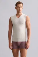 Modal by Tencel Hercules Slim Fit V Yaka Sporcu Atlet / T-Shirt Mısırlı EATL000009 Toprak Bej görsel 23