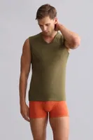 Modal by Tencel Hercules Slim Fit V Yaka Sporcu Atlet / T-Shirt Mısırlı EATL000009 Haki görsel 40