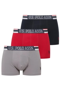 Us. POLO Assn. Modal Erkek Gri - Kırmızı - Lacivert 3 lü Boxer Us. POLO Assn. 80584