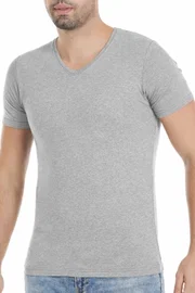 Yıldız Çamaşır Modal V Yaka Erkek T-Shirt Gri Melanj Yıldız 152