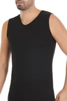 Modal V Yaka Sıfır Kol Erkek Atlet Siyah 3'lü Paket Yıldız Siyah