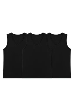 Yıldız Çamaşır Modal V Yaka Sıfır Kol Erkek Atlet Siyah 3'lü Paket Yıldız - Alternatif Görünüm
