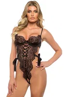 Modern Dantelli Şık Siyah Tasarım Body Bağcıklı For Dreams 8625 Siyah