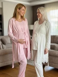 Müslim Aksesuarlı Kadın 3'lü Pijama Takımı Bone Club 6109