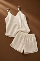 Müslin Kadın Bej Askılı V Yaka Şortlu Pijama Takımı Bella Notte 79085 Bej görsel 4