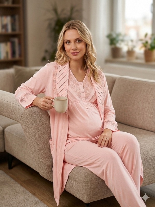 Nevrürlü Kadın 3'lü Pijama Takımı Bone Club 6305