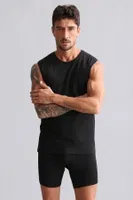 Organıc Pamuklu Hercules Slim Fit Bisiklet Yaka Sporcu Atlet Mısırlı EATL000004 Siyah farklı açı