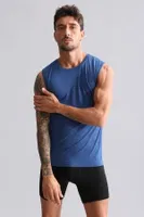 Organıc Pamuklu Hercules Slim Fit Bisiklet Yaka Sporcu Atlet Mısırlı EATL000004 Gece Mavisi görsel 18