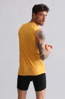 Organıc Pamuklu Hercules Slim Fit Bisiklet Yaka Sporcu Atlet Mısırlı EATL000004 Hardal görsel 30