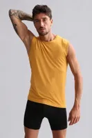 Organıc Pamuklu Hercules Slim Fit Bisiklet Yaka Sporcu Atlet Mısırlı EATL000004 Hardal görsel 31