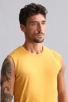 Organıc Pamuklu Hercules Slim Fit Bisiklet Yaka Sporcu Atlet Mısırlı EATL000004 Hardal görsel 32