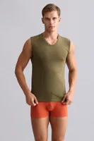 Organıc Pamuklu Hercules Slim Fit V Yaka Sporcu Atlet Mısırlı EATL000010 Hardal görsel 16