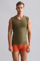Organıc Pamuklu Hercules Slim Fit V Yaka Sporcu Atlet Mısırlı EATL000010 Hardal görsel 18