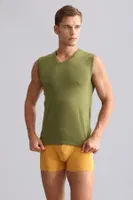 Organıc Pamuklu Hercules Slim Fit V Yaka Sporcu Atlet Mısırlı EATL000010 Hardal görsel 26