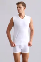 Organıc Pamuklu Hercules Slim Fit V Yaka Sporcu Atlet Mısırlı EATL000010 Beyaz görsel 46