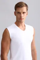 Organıc Pamuklu Hercules Slim Fit V Yaka Sporcu Atlet Mısırlı EATL000010 Beyaz görsel 49