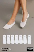 Organik Pamuklu Kadın Kutulu 7 Çift Babet Çorap Beyaz Mısırlı KBBT000004