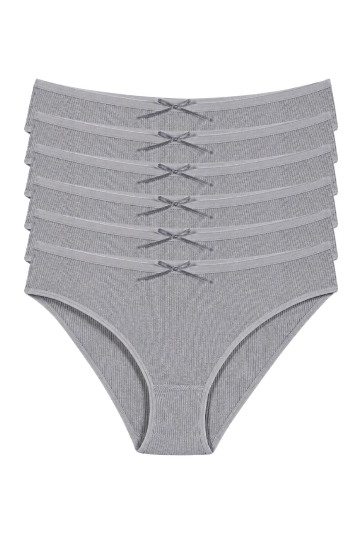 Pamuk Kaşkorse Kadın Bikini Külot Gri 6'lı Paket Yıldız 3554