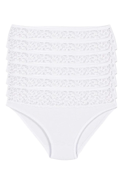 Pamuklu Dantelli Bikini Kadın Külot Beyaz 6'lı Paket Yıldız 3785