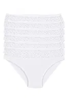 Pamuklu Dantelli Bikini Kadın Külot Beyaz 6'lı Paket Yıldız 3785 Beyaz