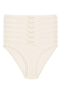 Yıldız Çamaşır Pamuklu Dantelli Bikini Kadın Külot Ekru 6'lı Paket Yıldız 3794
